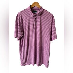 PGA Tour Performance Golf Polo Mens Large Pink Stripe Dri Fit Style NWOT